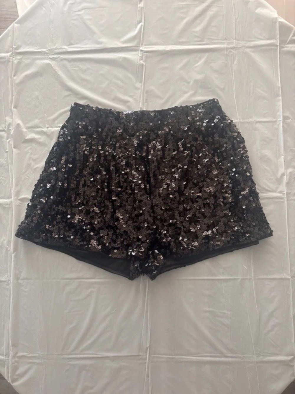 MANER Black Sequin High Waisted Party Shorts Women’s XL